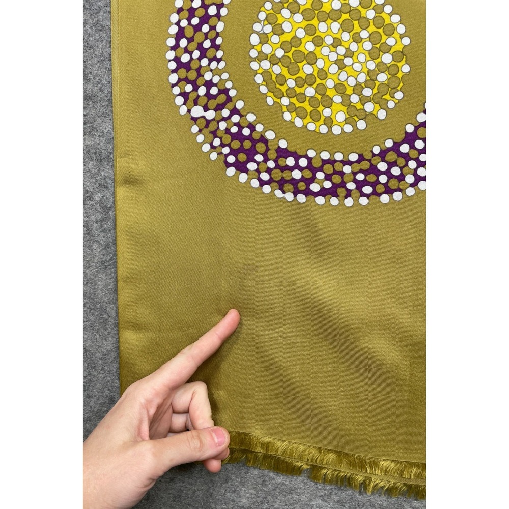 Vintage Christian Dior Silk Scarf Wrap Gold Multicolor Artsy Abstract 20x68 - Picture 3 of 16